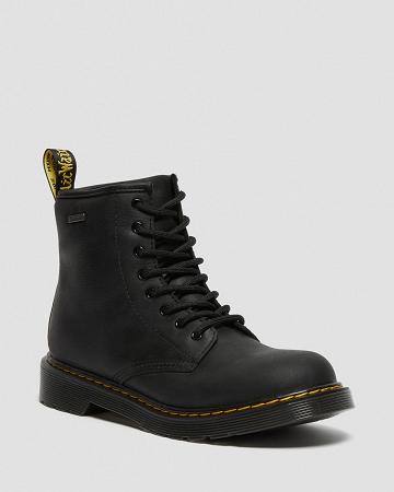 Black Kids' Dr Martens Youth 1460 Waterproof Leather Casual Boots | CA 665BEX